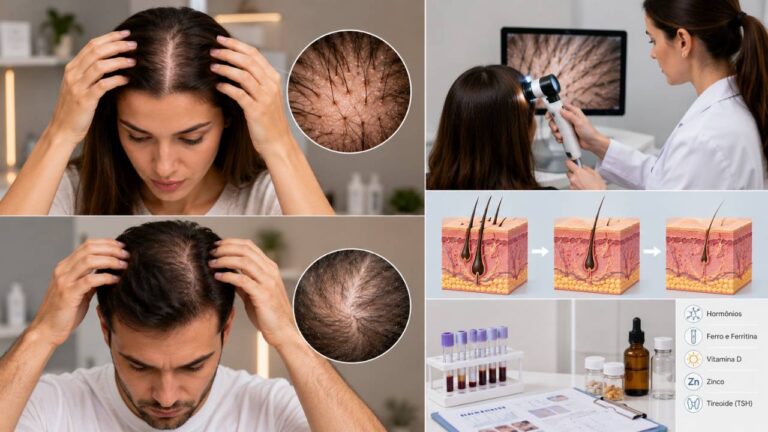 Cabelo Afinando: Causas, Est&aacute;gios e Por Que o Diagn&oacute;stico Precoce Muda o Resultado.
